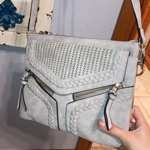 Gray cross hand bag purse